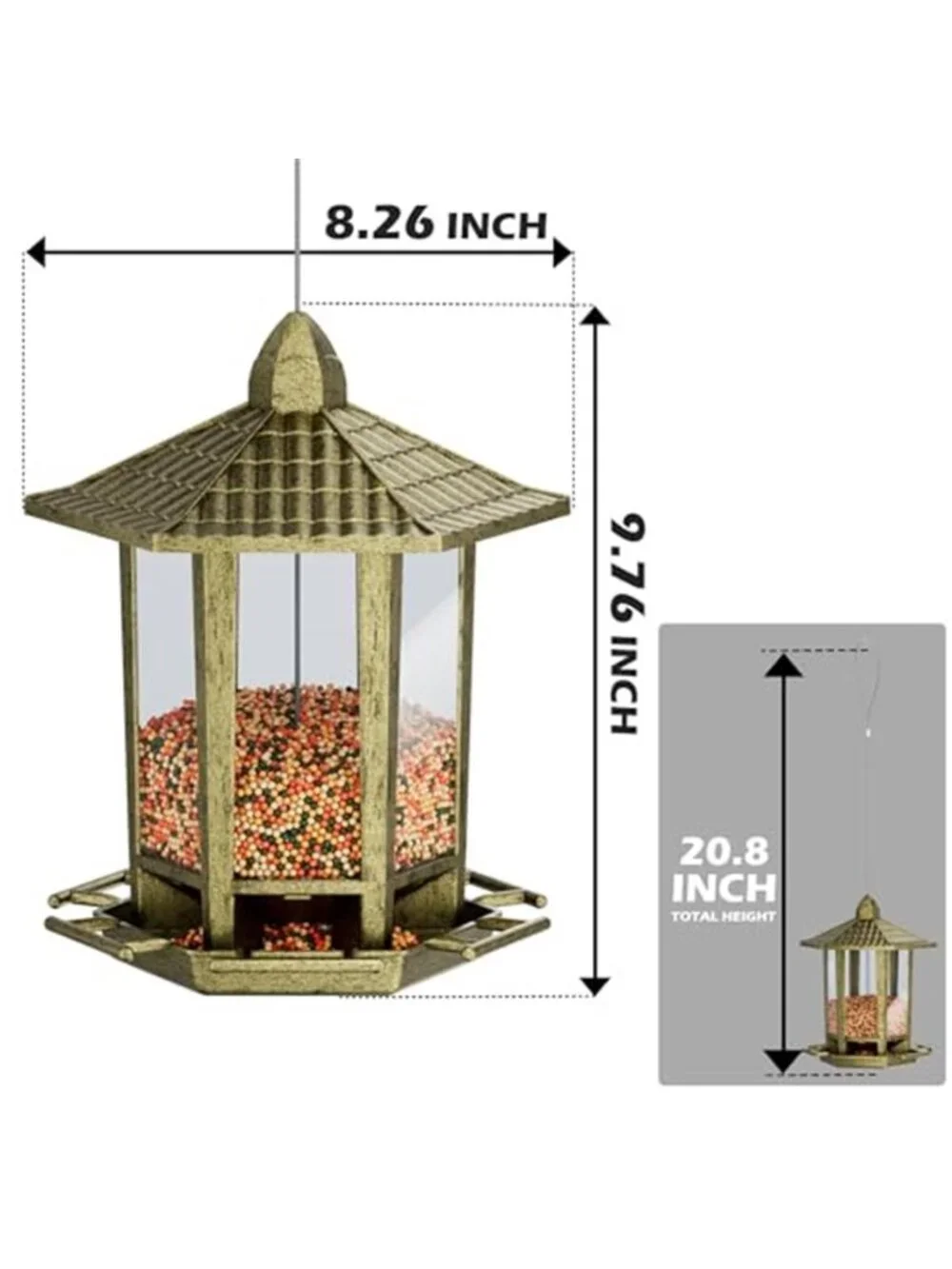 New 2 Pack Bird Feeders for Outdoor, Retro Pagoda Design Fun Installation